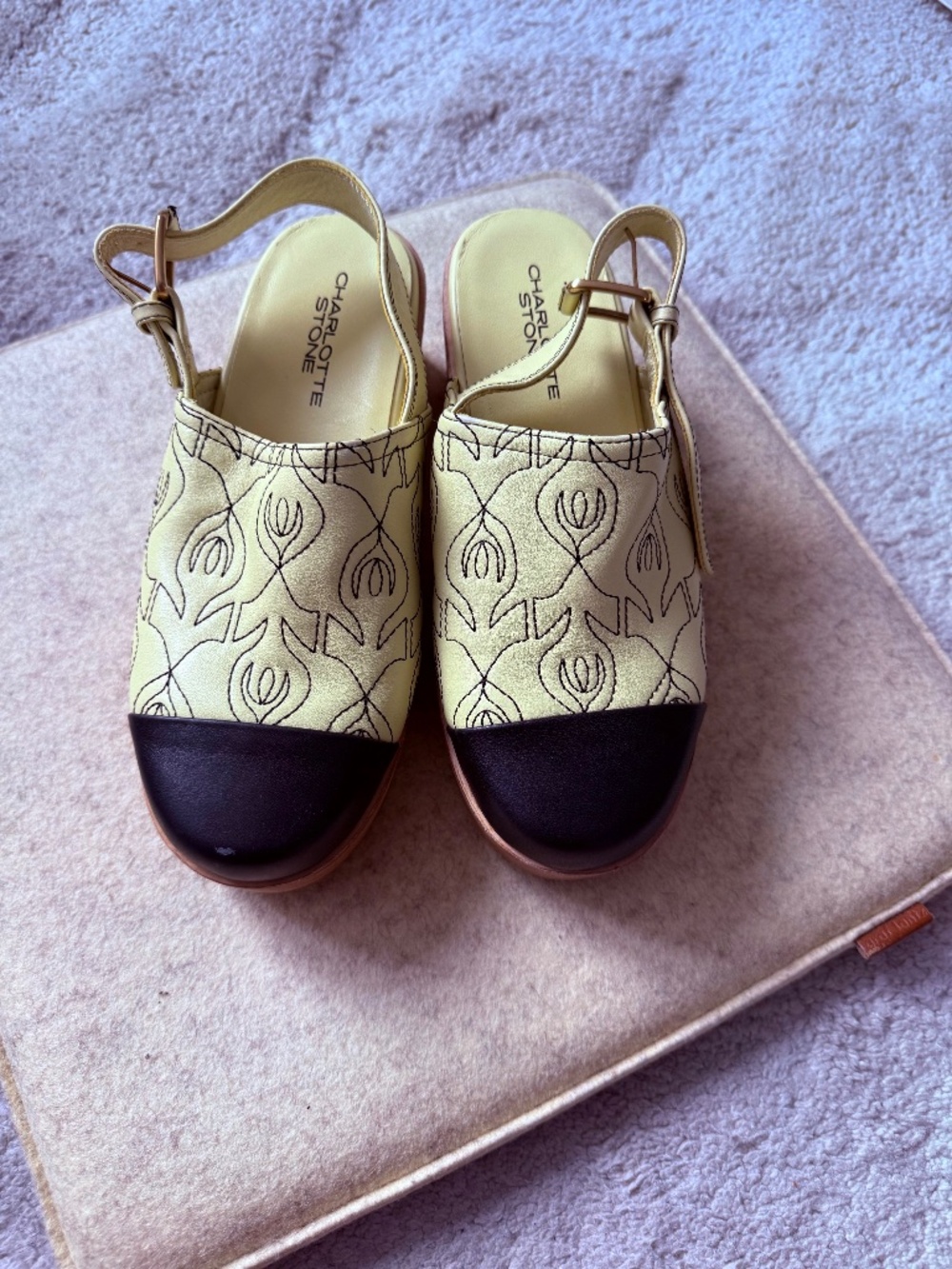 [NWOT] Charlotte Stone floral slingback platforms, size 8